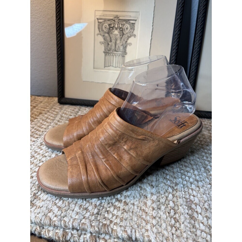 Eurosoft by Sofft Pienza Womens 9M Brown Mule Sandals Block Heel Comfort Slip On - Picture 2 of 11